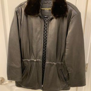 AM Studio (Andrew Marc)Womens Black Fingertip Length Lambskin Jacket